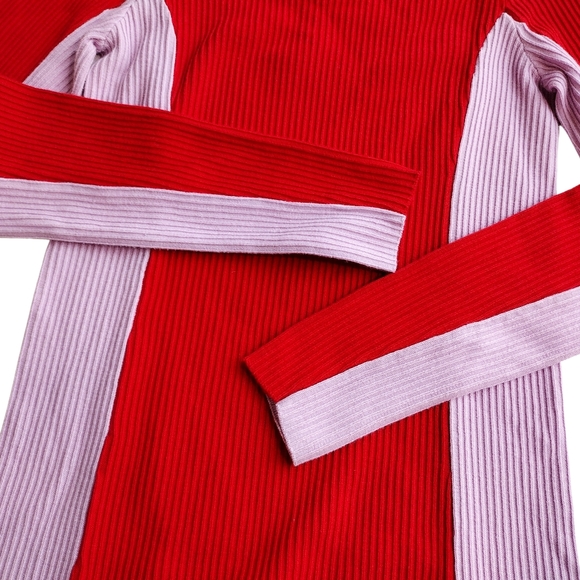 Urban Outfitters | Colorblock Ribbed Knit Mock Neck Bodycon Dress | Medium - Picture 5 of 7